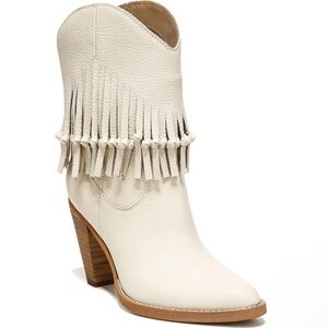 NEW ZODIAC Women's Donna Boots Birch Beige Leather Tassel Tie Lace Heels Sz 10
